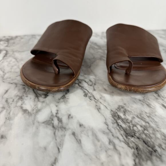 Vince Edris Toe Loop Sandal Slides in Cognac Siviglia Calf Leather Womens 7.5 - Picture 10 of 12